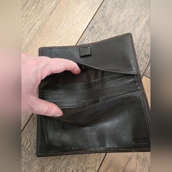 Coach Brown Leather Check Book Cover - Picture 7 of 10